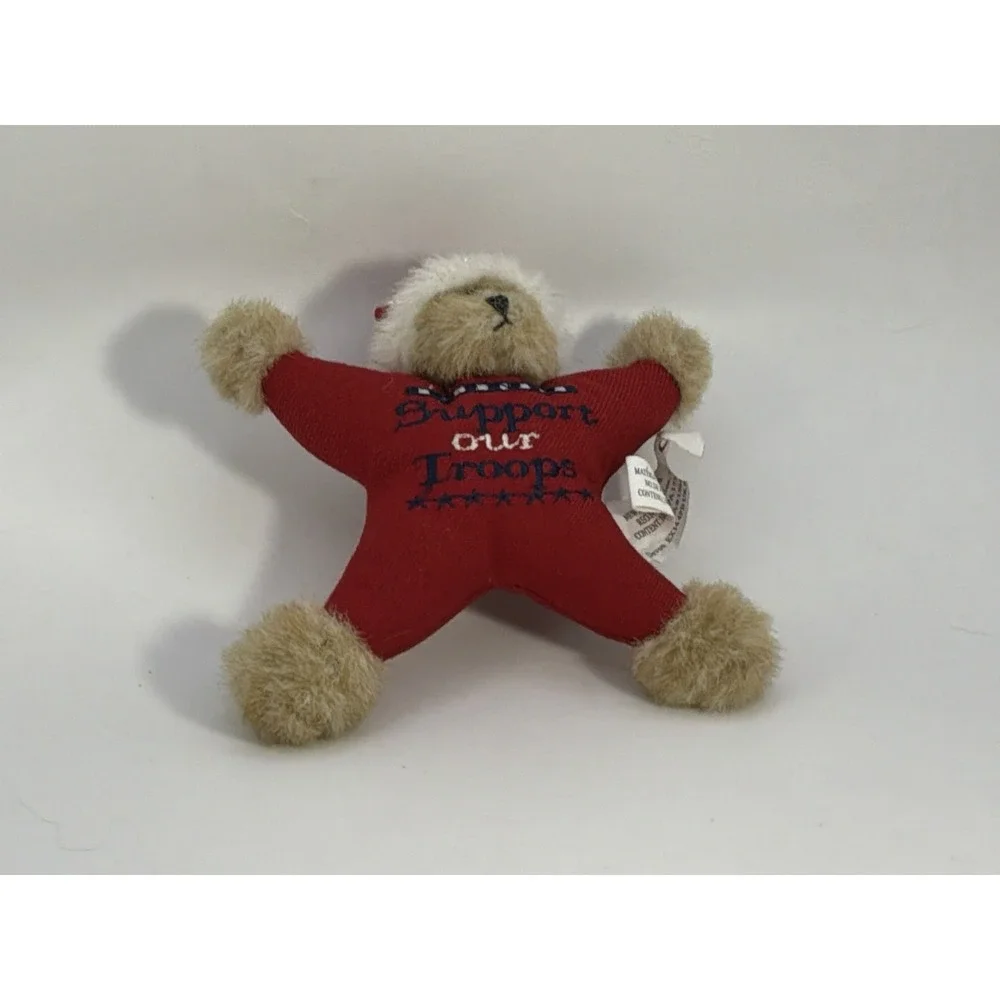 Boyds Bears Plush Star Support Our Troops Bear w/Santa‎ Hat Ornament 5
